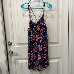 Roxy Floral Swim Coverup - Black and Pink